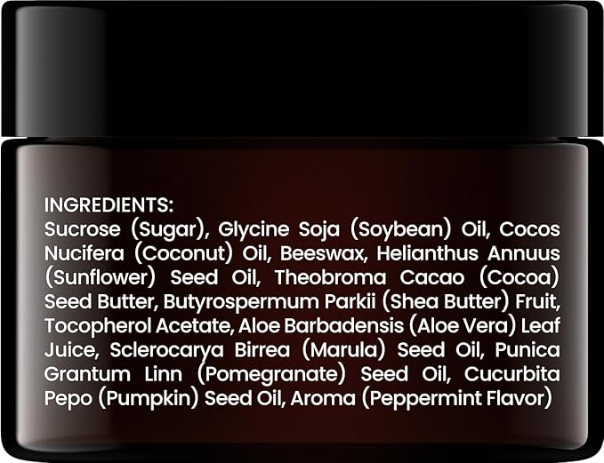 Brooklyn Botany Lip Scrub Exfoliator 1 oz – Lip Moisturizer for Dry Lips and Chapped Lips – Gentle Lip Exfoliator for Smooth and Brighter Lips – Peppermint Flavor