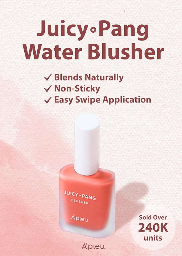 A'PIEU JUICY-PANG WATER BLUSHER (CR01 - Peach) Korean Liquid Blush For Cheeks K Beauty Makeup