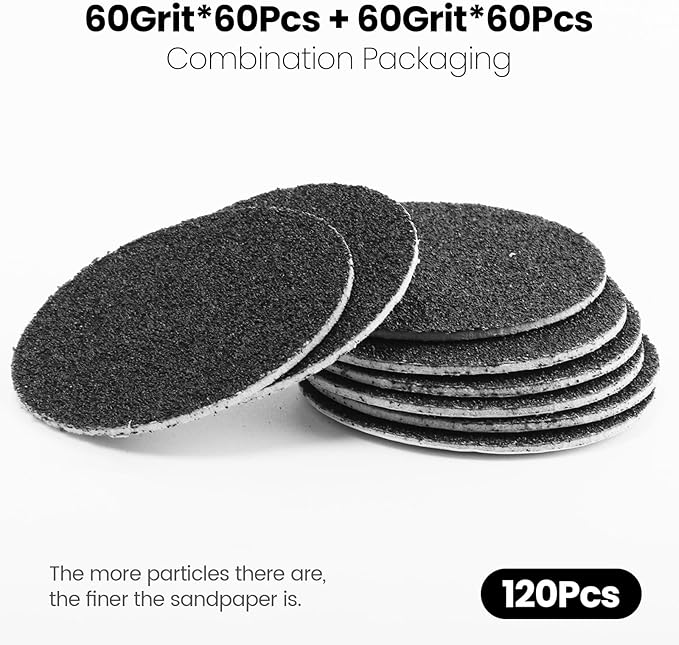 120pcs Replacement Sandpaper Refill Discs for Electric Foot File Callus Remover Tool for Men Women Dead Cracked Hard Skin (60 Grit+60 Grit)