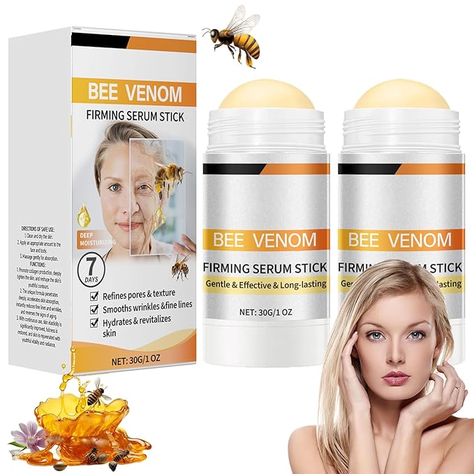 Bee Venom Firming Serum Stick, 2PCS Anti-Aging Face Cream, Lifts and Tightens the Skin, Hydrating, Lifting & Restoring Skin Elasticity, Bee Venom Body Tightening Cream for Women & Men