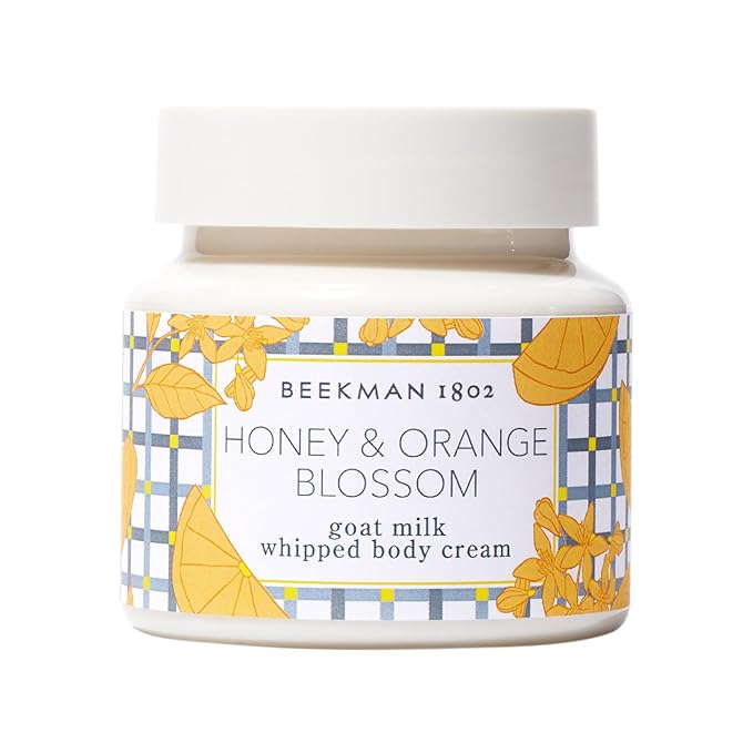 Beekman 1802 Whipped Body Cream, Honey & Orange Blossom - Scented - 8 oz - Intensely Hydrating & Softens Skin - With Goat Milk - Good for Sensitive Skin - Cruelty Free