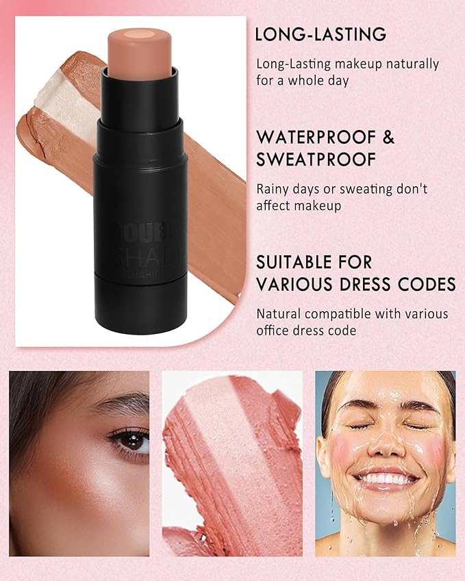 Cream Blush Stick Makeup for Cheeks, Multi Blush & Highlighter Contour Stick, Long Lasting Waterproof Pink Creme Blush Bronzer Stick, Lightweight Matte and Dewy Finish,Face Shaping Makeup for Women-06