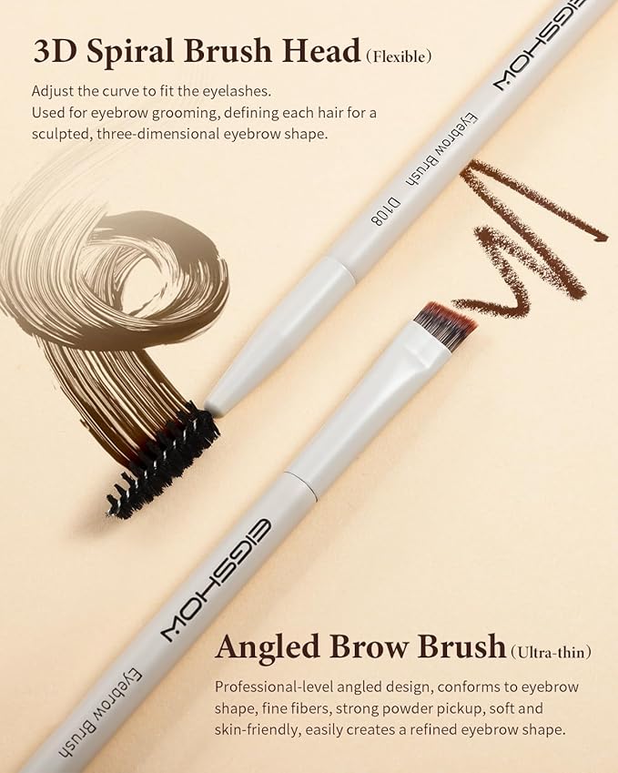 Eyebrow Brush, Dual-ended Angled Eyebrow Brush for Brows or Lashes D108 - Black