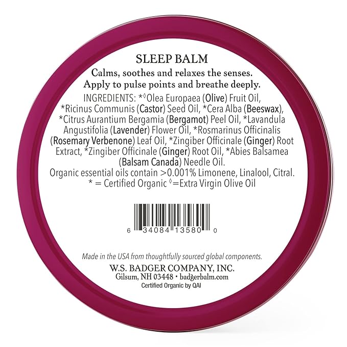 Badger - Sleep Balm, Lavender & Bergamot, Natural Sleep Balm, Scented Relaxing Balm for Children and Adults, Calming Night Balm, Organic Sleep Balm, 2 oz (2 Pack)