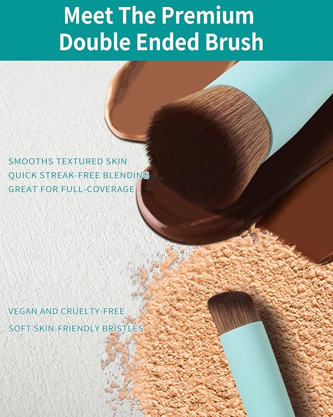 EIGSHOW Foundation and Concealer Brush, Dual Ended Makeup Brush For Flawless Foundation Coverage, Under Eye Concealer, Vegan & Cruelty-free (D110B)
