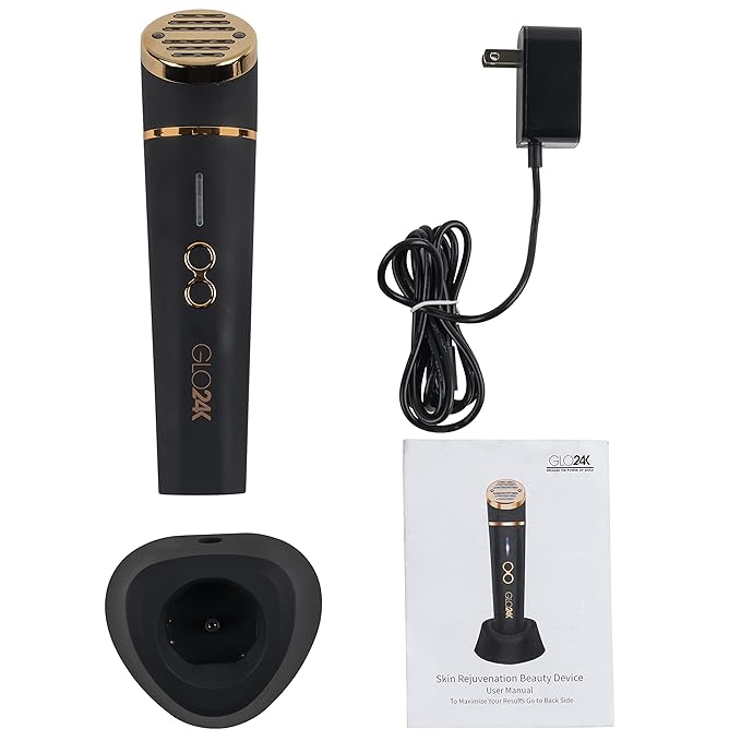 GLO24K Red Light Beauty Device for Face & Neck – 3-in-1 Facial and Neck Massager with Triple LED & Advanced Vibration Technology