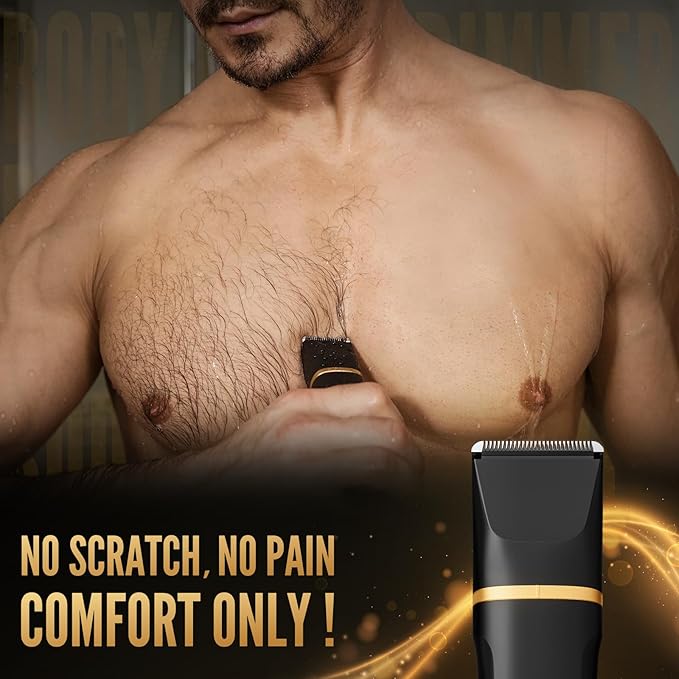 Electric Razor for Men, IPX7 Waterproof Versatile Shaver for Temple, Groin, Nose, Ear Hairs, Beard, Body Hair Trimmer for Men, Painless Grooming Kit with 2 Replaceable Ceramic Blade Heads