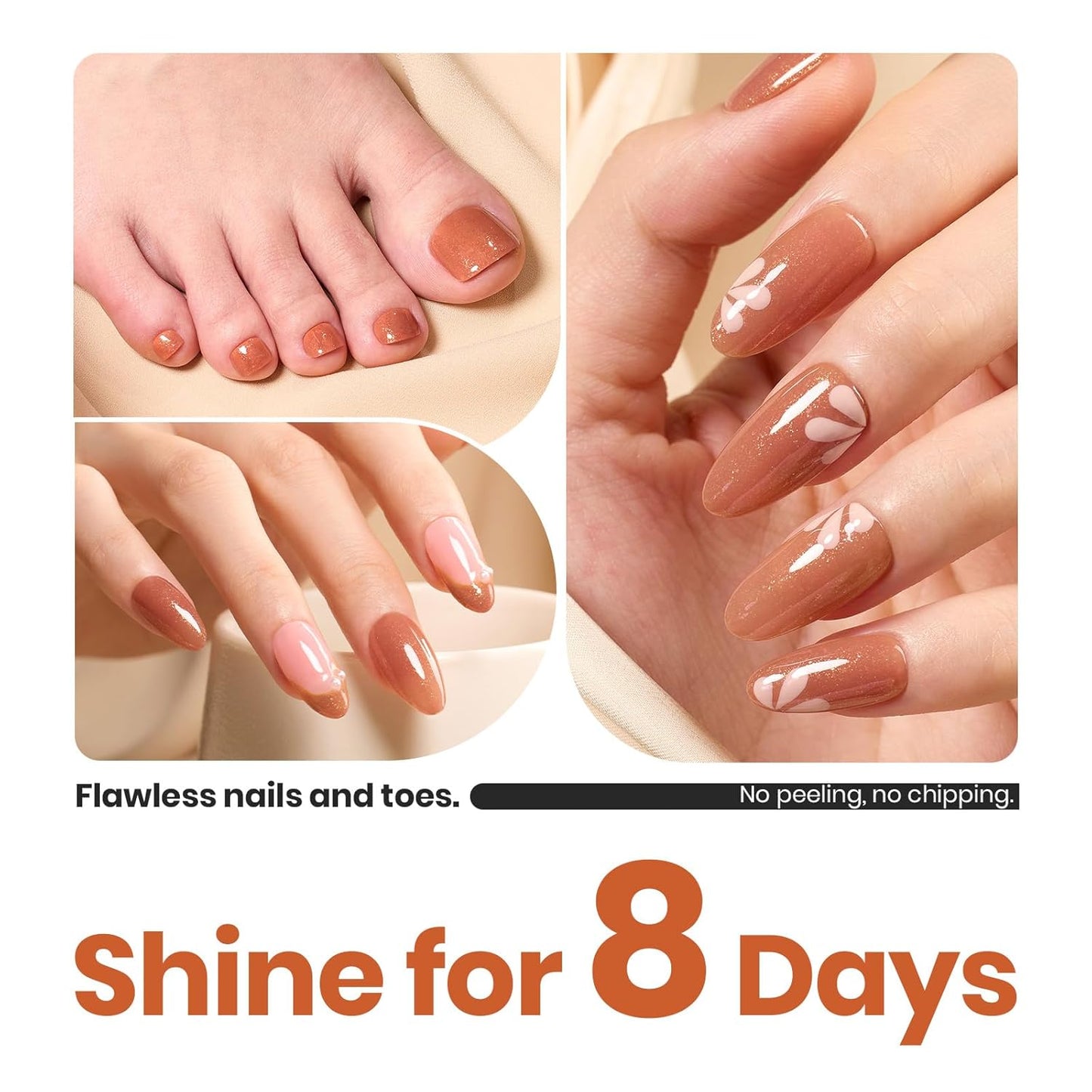 Beetles Glitter Brown Nail Polish –No UV Needed, Air Dry–Rosy Gold Shimmer Nude Rose Nail Lacquer–Fast Drying,Long Lasting,Salon-Quality Polish At-Home DIY