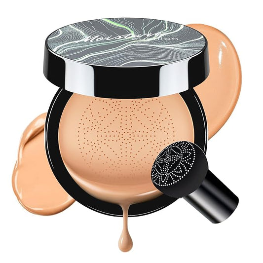 Air Cushion CC Cream Foundation - Mushroom Head BB Creams, Long Lasting Concealing Brightening, Moisturizer Face Cream,Facial Skin Care Makeup For All Skin Types (Medium Deep)