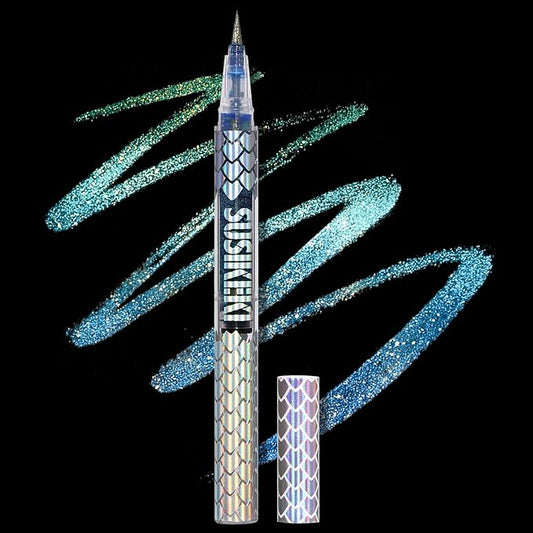 Chameleon Metallic Duochrome Liquid Eyeliner, Color Shifting Shimmery Eye Liner, Duo-color Waterproof Long Lasting Glitter Eye Makeup Pen Eyeliners (Mermaid Gleam)