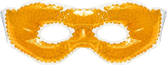 Gel Eye Mask, Orange - Cold Compress Ice Pack with Gel Beads - Microwave Safe for Heat Therapy - Great for Puffy Eyes, Dark Circles, Dry Eyes, Soothing Headaches