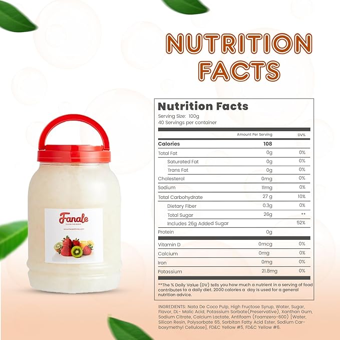 Fanale Coconut Jelly Topping nata de coco for Bubble Tea 8.3 lb | Lychee Jelly | for Boba Tea, Smoothies, Slushes, Desserts | 8.3 pound (Pack of 4) | JEL005-CS