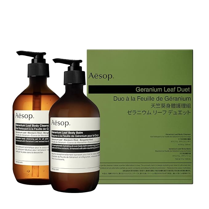 Aesop Geranium Leaf Duet | Gel Body Cleanser & Body Balm | Aromatic Pairing For Cleansed and Supple Skin | Paraben-Free, Cruelty-Free & Vegan |16.9 oz + 16.5 oz