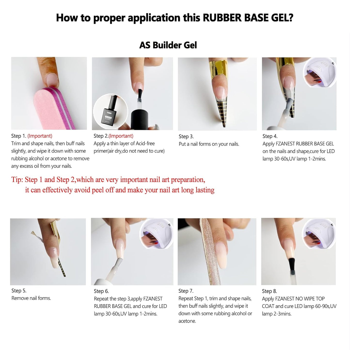 FZANEST Nude Rubber Nail Base Gel Polish, Builder Bottle Nail Strengthener Self-level Extension Fiber Gel, UV LED Base Coat