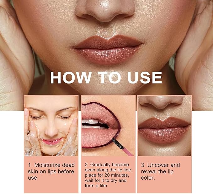 Dulele 3PCS Lip Liner Set, Peel Off Lip Liner Tattoo, Peel Off Lip Stain, Long Lasting Waterproof Lip Stain Peel Off, Transfer Proof Matte Finish Lip Gloss (Red, 1)