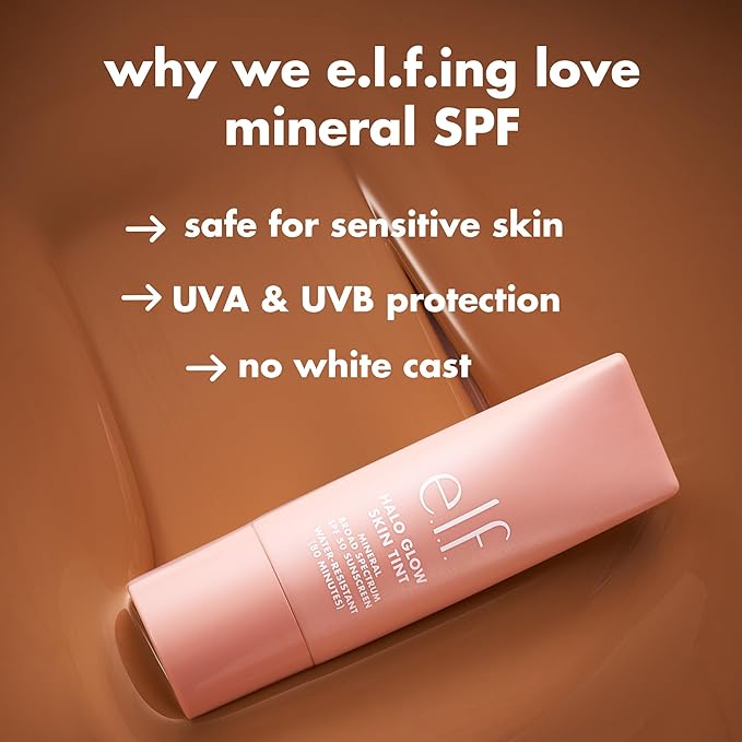 e.l.f. Halo Glow Skin Tint SPF 50, Tinted Moisturizer For Light, Buildable Coverage, Creates A Natural Glow, Vegan & Cruelty-Free, 15 Deep Cool