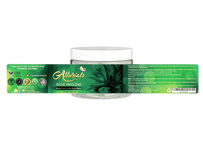 100% Pure & Organic Aloe Vera Gel, Clinically tested & Dermatologist approved, Hydrates & Heals Dry & Damaged Skin & Hair- 12 Oz