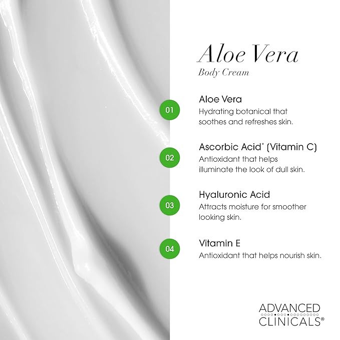 Advanced Clinicals Aloe Vera Lotion Skin Care Relief | Vitamin E Infused Hyaluronic Acid Moisturizer & Vitamin C Body Lotion For Women & Men Helps Improve Look Of Extremely Dry Skin, 16 Ounce, 2-Pack
