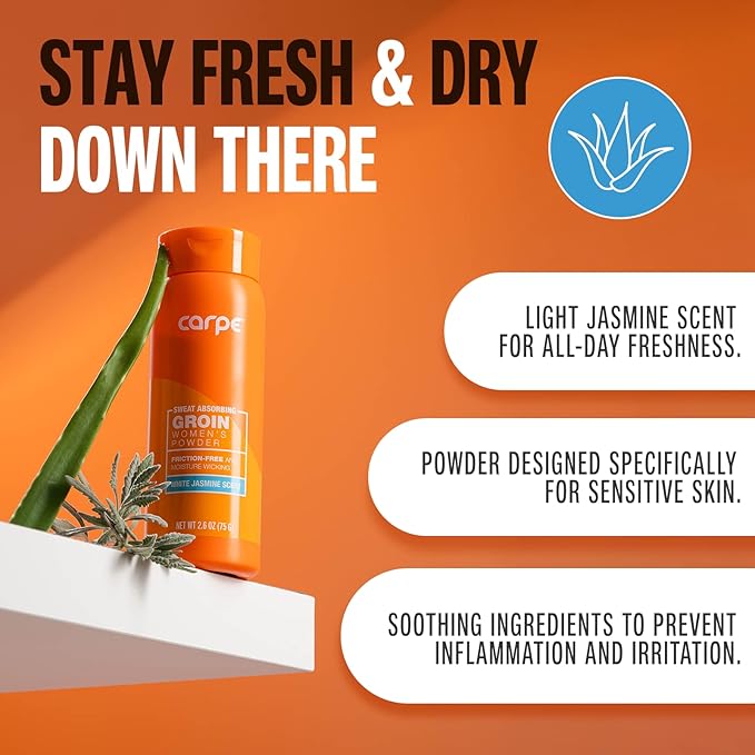 Carpe Women's Sweat Bundle Deal (1x Breast Sweat Absorbing Lotion, 1x Thigh Chafe Lotion, 1x Groin Powder) Women's Deodorant - Helps Absorb Excessive Sweat w/Odor Protection for Sensitive Lady Parts