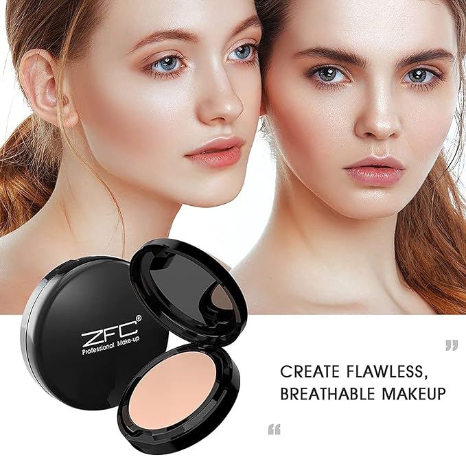 Foundation Makeup Concealer, Medium-to-Full Coverage Foundation Cream, Long Lasting Waterproof Up to 12HR Hybrid Setting Powder
