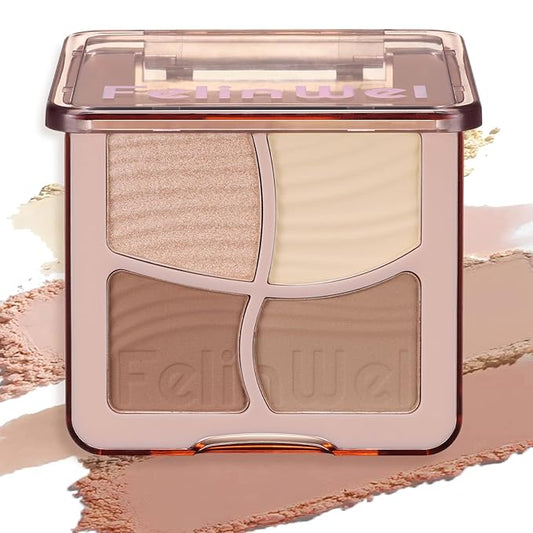 Highlight Contour Makeup Palette Effortless Blending Matte Shimmer Highlighter Palette and Bronzer Powder for Warm Toned Skin