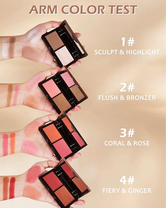 Face Contour Glitter Highlighter Powder Palette-2 in 1 Cruelty-Free Matte Bronzer Powder,Shimmer Illuminator Highlighters for a Glowing Look,Blendable Makeup Palette,Valentine's Day Gift for Women-01