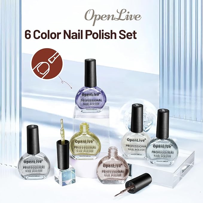 10ml Glitter Nail Polish Set 6 Colors Glitter Effect All Seasons Neutral Color Quick Dry Nail Polish Set for Women Salon DIY Nail Art