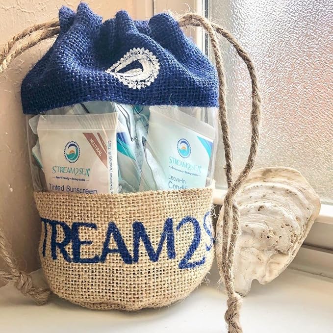 EcoConscious Travel Kit Body & Hair Care Gift Set | Shampoo & Body wash | Conditioner | SPF30, SPF20 and Mineral Sunscreen | SPF 30 Cucumber Mint and Hydrate Cherry Vanilla Lip Balm by Stream2Sea