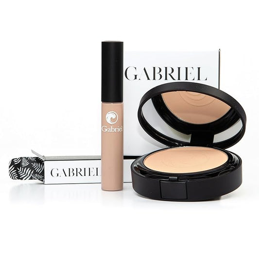 Gabriel Toolkit Concealer + Foundation | Organic, Clean Beauty Set + Cosmetic Travel Bag (Medium Beige SET, 1)