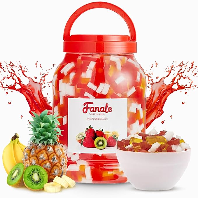 Fanale Coconut Jelly Topping nata de coco for Bubble Tea 8.3 lb | Rainbow Jelly | for Boba Tea, Smoothies, Slushes, Desserts | 8.3lb | JEL001