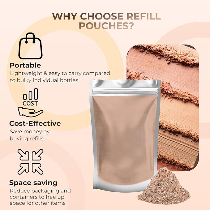 Foundation Powder Refill (Light Tan) (12 Gram Bag) By Sweet Face Minerals, Lightweight Mineral Loose Makeup Powder with SPF 20, Full Coverage Flawless Finish, Talc-free, Cruelty-Free, Refill Pouch