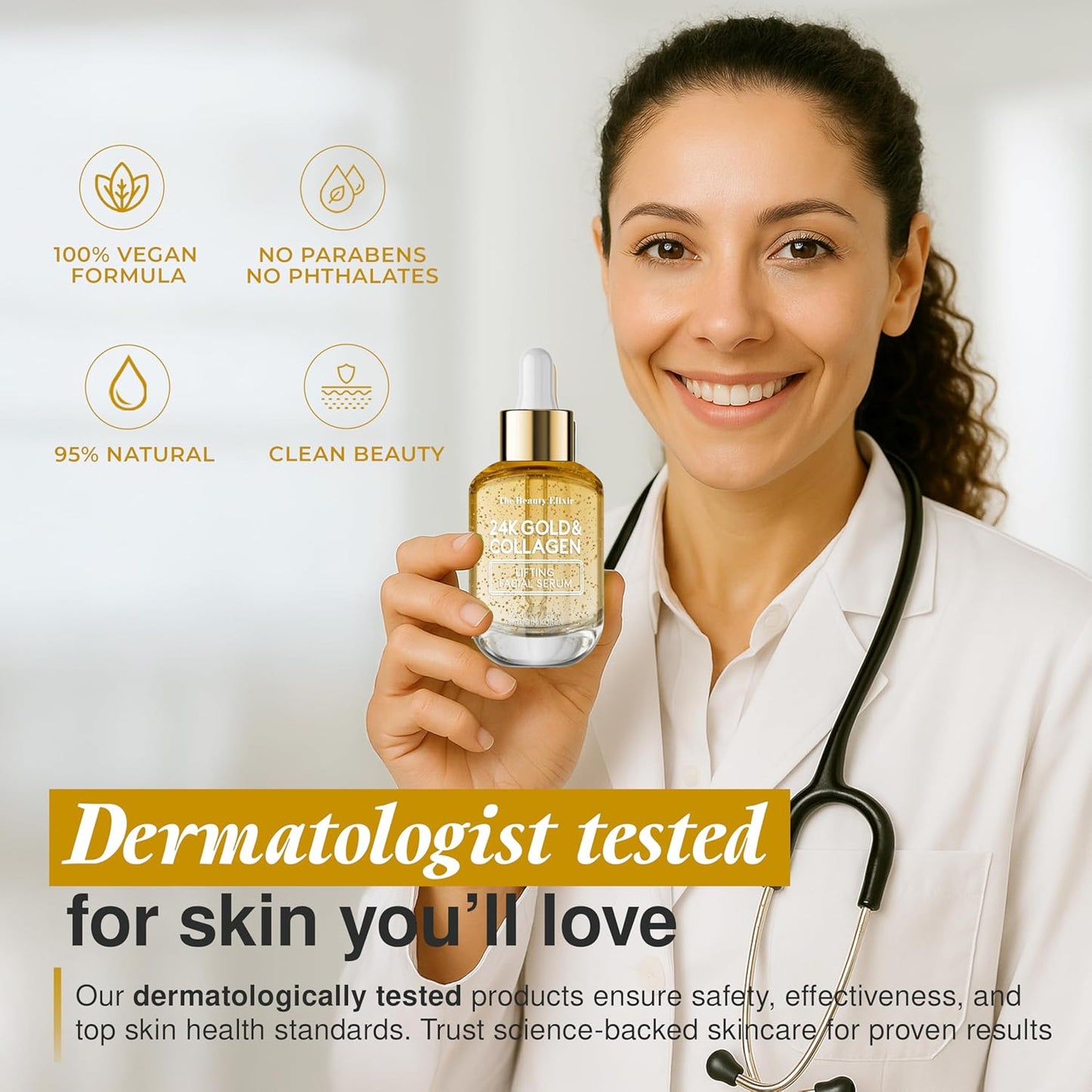 Collagen Serum For Face with 24k Gold - Dermatologist Tested - Anti Aging, Ultra Hydrating, Fine Lines & Wrinkle Treatment - Clean Beauty Korean Skin Care for All Skin Types - 1.69oz