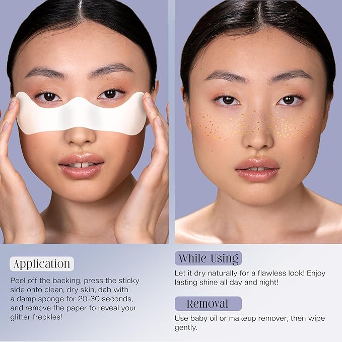 Glitter Freckles Face Tattoo, 10 Pcs Silver Face Glitter Freckles for Women, Festival Outfits for Women Rave Accessories Fake Tattoos, Sparkle Makeup Patches, Waterproof Speckles Patches,Mini Makeup