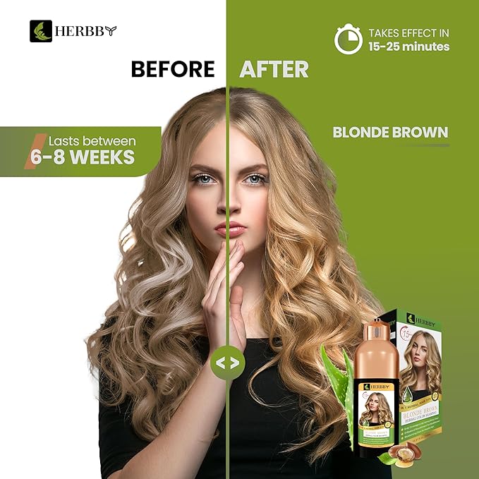Hair Color Shampoo for Gray Hair Coverage&Color Transform with 9 Herbal Extracts –Long Lasting(6-8 Weeks),Shiny,Evenly Colored,Instant Hair Dye Shampoo&Conditioner, 500 Ml (BLONDE BROWN COLOR)