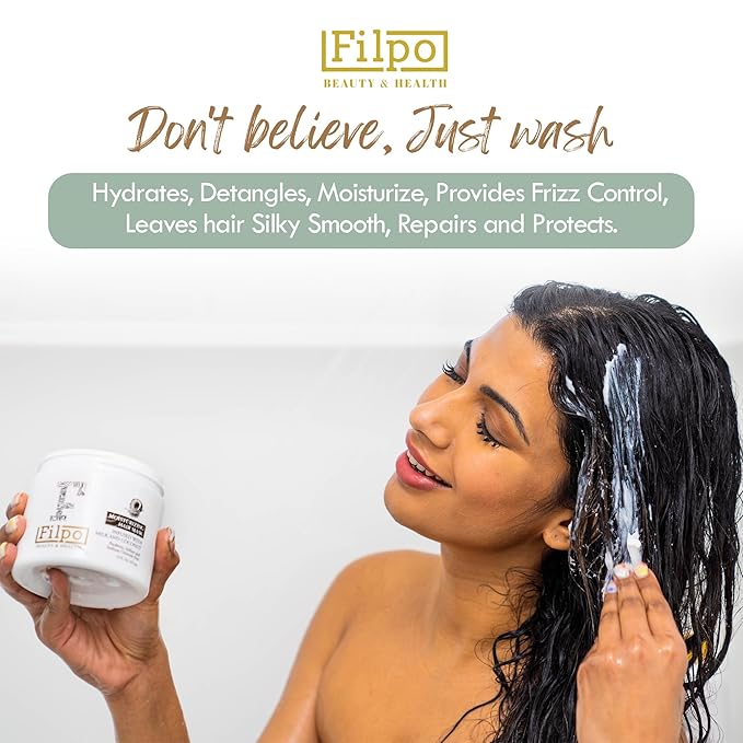 FILPO Coconut Milk Hair Mask - Deep Conditioning with Coconut Oil and Argan Oil for Dry, Damaged, Curly Hair Growth & Sulfate Free Hair Care