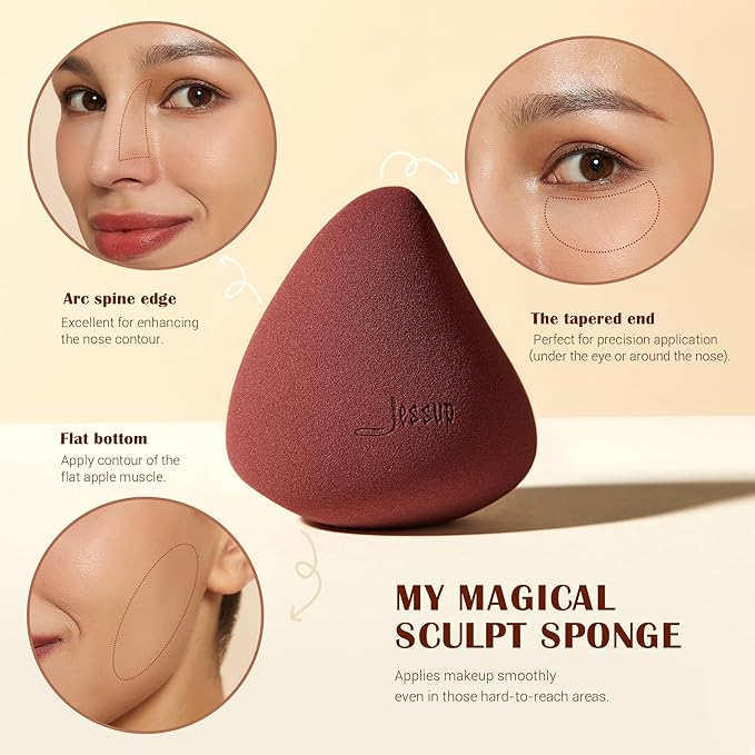 Jessup Makeup Brush Foundation Brush with Makeup Sponge 1pc Kabuki Brush for Liquid, Cream or Flawless Powder Cosmetic Face Boby Brush, T882