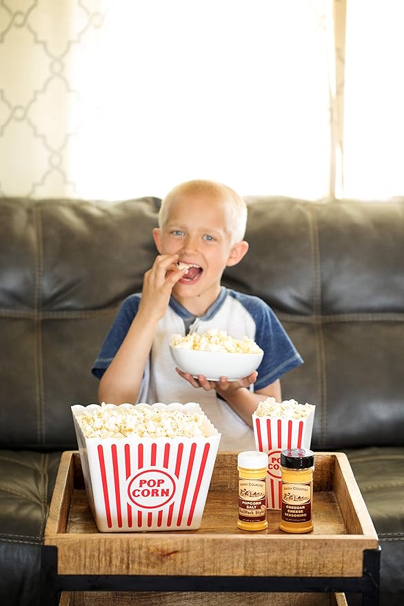 Amish Country Popcorn | Seasoning Variety Pack | BallPark Style ButterSalt - 5.5 oz & Cheddar Cheese - 4.7 oz Popcorn Seasoning | Old Fashioned, Non-GMO and Gluten Free