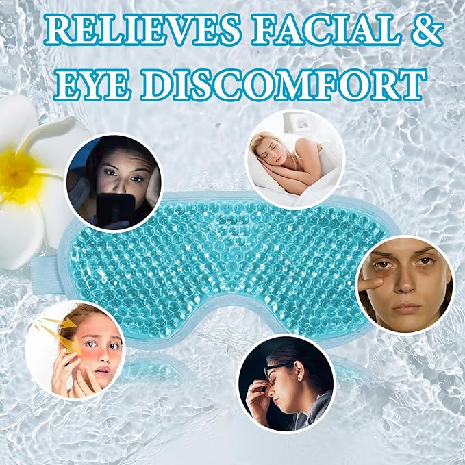 Cold Face Eye Mask Ice Pack for Dark Circles,Eye SPA,Pressure,Cooling Face Masks for Women Sleeping,Skin Care Gel Beads Hot Cold Use Ice Facial Mask