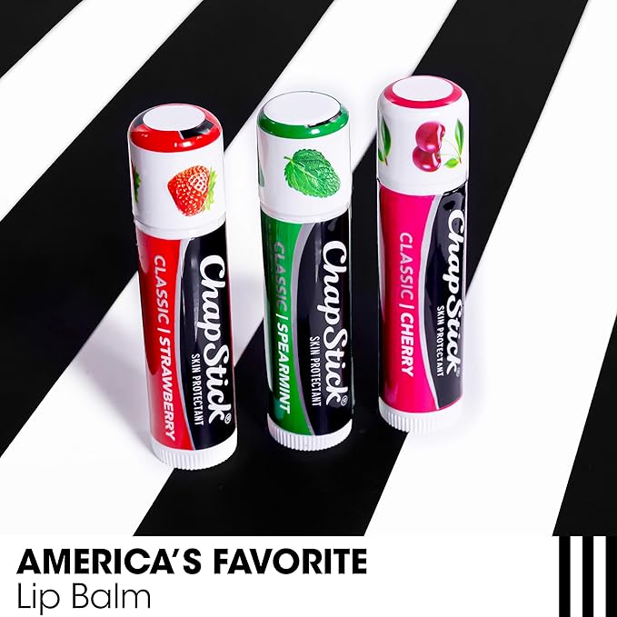ChapStick Lip Care Set, Classic Collection 3-Pack – Spearmint, Cherry, and Strawberry Lip Balm, 0.15 Ea