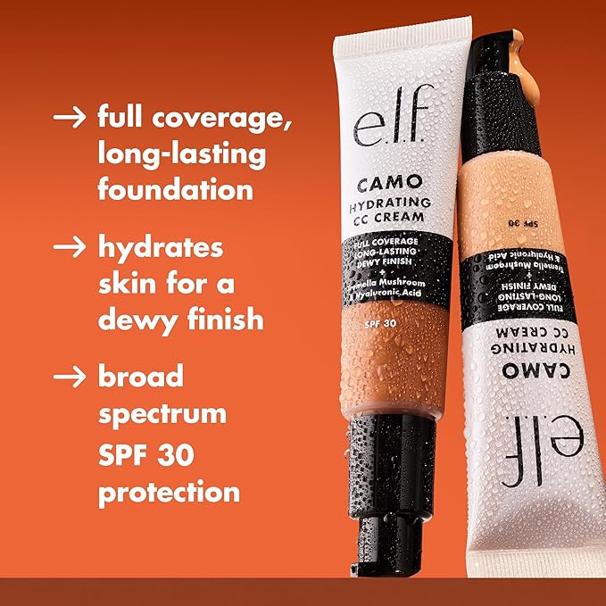 e.l.f. Hydrating Camo CC Cream, SPF 30, Color Correcting Full Coverage Foundation For A Dewy Finish, Vegan & Cruelty-Free, Light 280 N