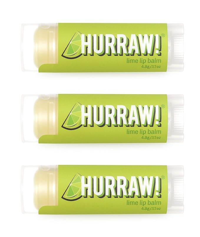 Hurraw! Lime Lip Balm, 3 Pack: Organic, Certified Vegan, Cruelty and Gluten Free. Non-GMO, 100% Natural Ingredients. Bee, Shea, Soy and Palm Free. Made in USA