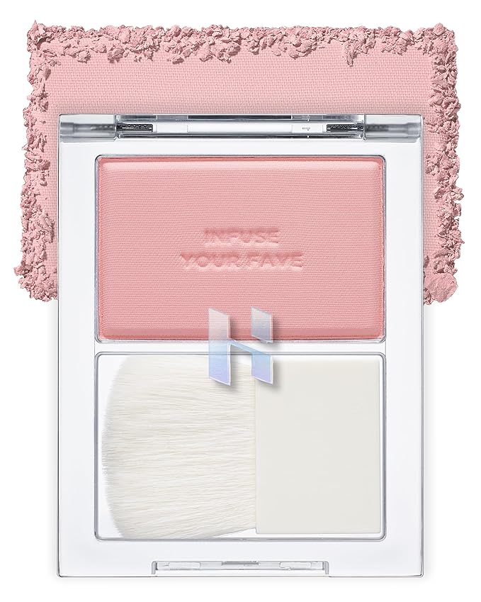 HOLIKA HOLIKA Infusing Blush with Brush - Lightweight, Smooth, Blendable Cheek Blusher, Sebum-Control, Natural Pore Coverage, Built-In Brush, Long-Lasting Pigment for Romantic Mood (05 SIMOON)