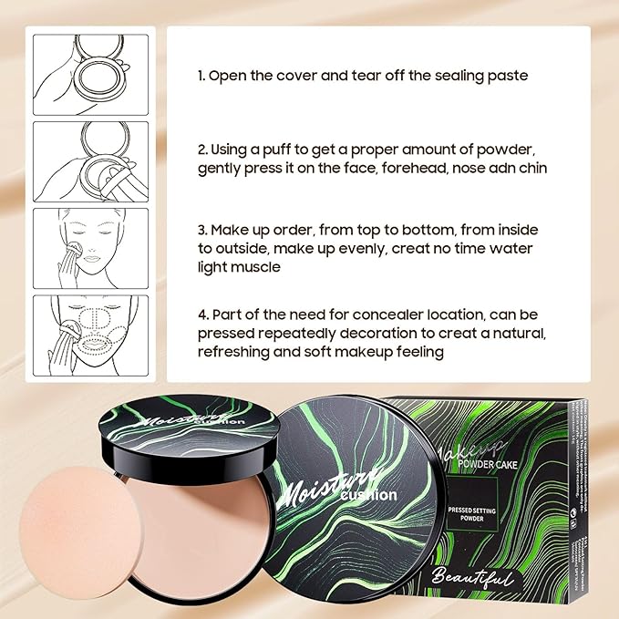 Face Setting Powder Makeup - Long-Lasting & Waterproof Pressed Powder, Blurs Fine Lines & Imperfections Powder Makeup, Smooth & Flawless, Poreless Matte Weightless for All Skin Types, Cruelty-free