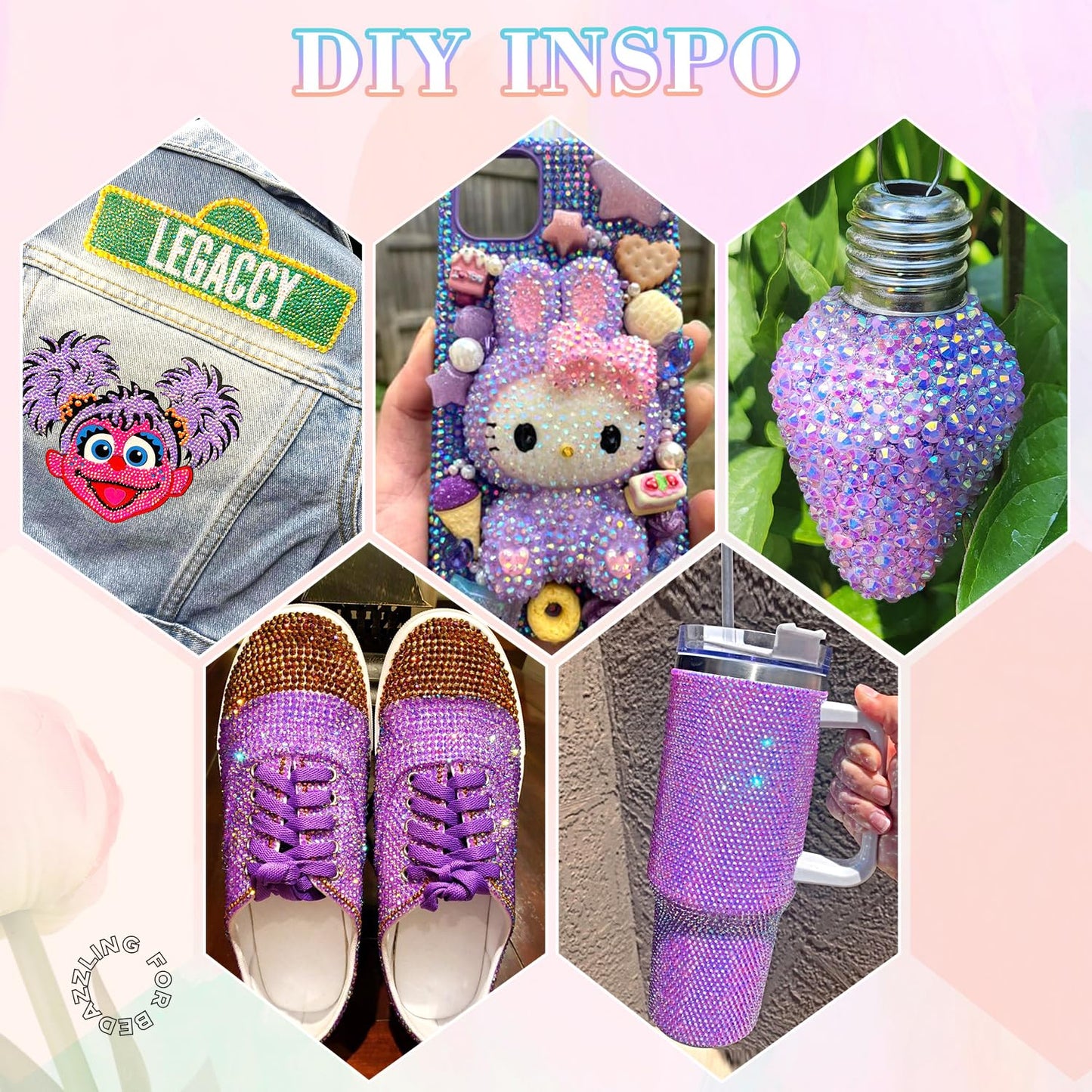 30000Pcs Resin Rhinestones for Bedazzling with 3Pcs B7000 Jewelry Glue, Lavender Purple AB Flatback Gems Rhinestones for Crafting, Clothing Tumblers Mugs Shoes Fabric Decor Nail Art