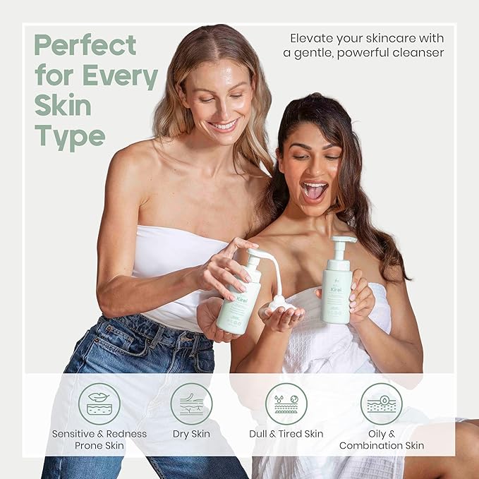 KIREI Foam Cleanser - Gentle Face Wash for Women with Aloe Vera & Cucumber Extract, Hydrating & Soothing, Dermatologically Tested, Suitable for Sensitive Skin, Paraben-Free