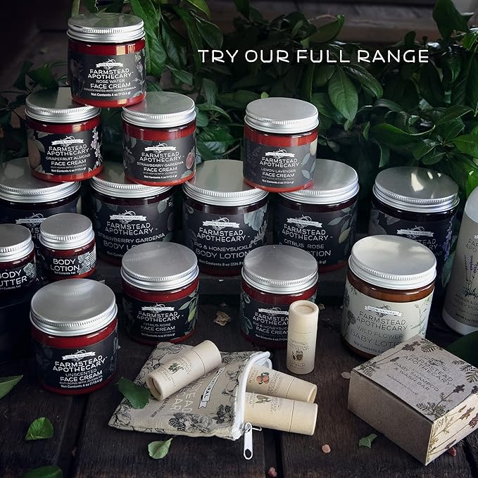 Farmstead Apothecary 100% Natural Lip Balm with Organic Beeswax, Organic Shea Butter & Organic Coconut Oil, Pear & Almond 0.25 oz