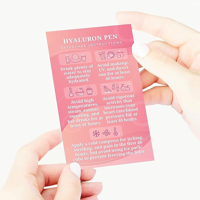 100 Pack - Premium Hyaluron Pen Lip Filler Aftercare Instructions Card 2 x 3.5" Accessories Supplies Kit Care - HP01A100_N