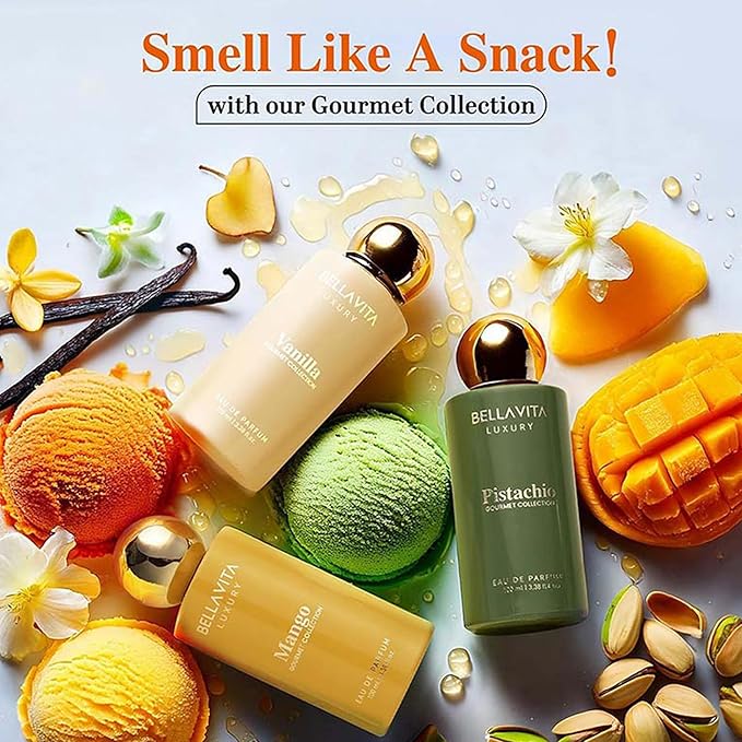 BELLAVITA Gourmet Collection Mango Edp Fruity, Floral, Woody Long Lasting Fragrance Perfume For Men And Women 100ml