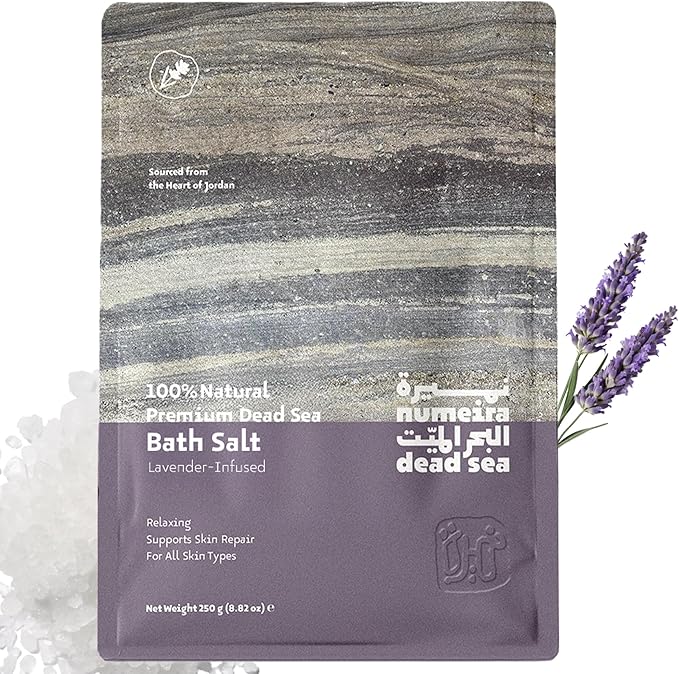 Dead Sea Salts for Soaking - Relaxing Salt Bath Soak for Body Rejuvenation - Natural Mineral Salts - Coarse Dead Sea Salt Bath Salts for Women & Men w/Lavender Infused Essential Oil (8.82 oz)