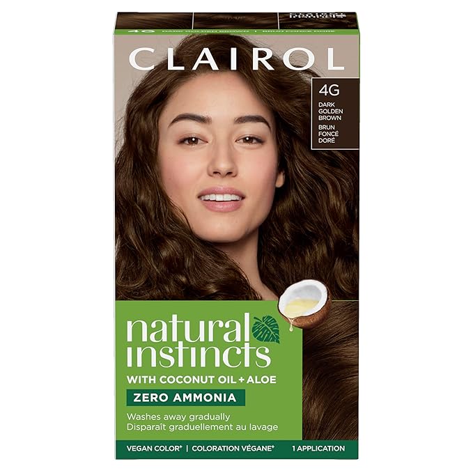 Clairol Natural Instincts Demi-Permanent Hair Dye, 4G Dark Golden Brown Hair Color, Pack of 1